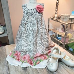 Blueberi Blvd girls animal/floral print sleeveless dress in coral sz 18 mo